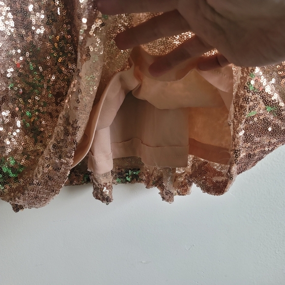 Lulu's, Rose Gold Sequin Shift Dress, Size Small - Picture 8 of 9